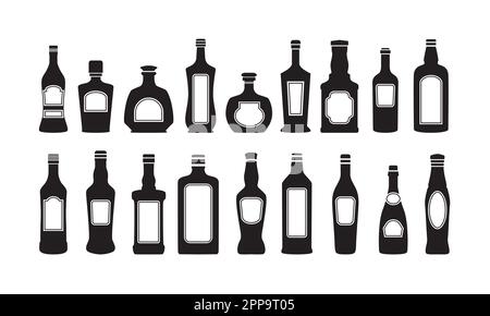 Vector set with different bottles of alcohol Stock Vector