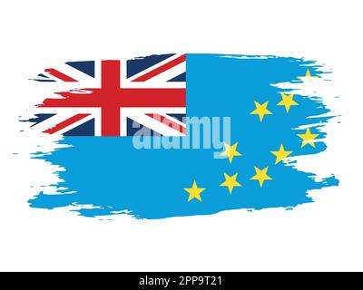Tuvalu national flag painted with a brush Stock Vector