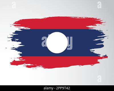 Vector flag of Laos drawn with a brush Stock Vector