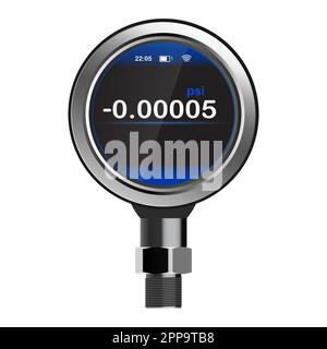 Digital pressure gauge. High measurement accuracy.Realistic image of a pressure gauge on a white background. Vector illustration Stock Vector