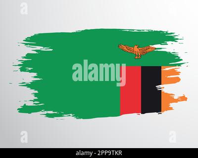 National flag of Zambia painted with a brush Stock Vector