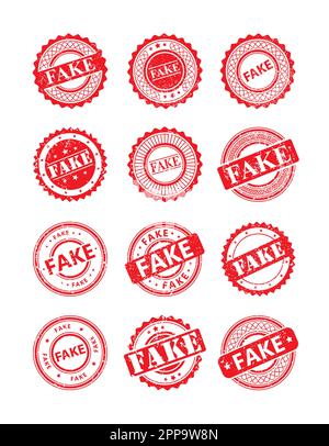 Set of stamps with the inscription Fake Stock Vector