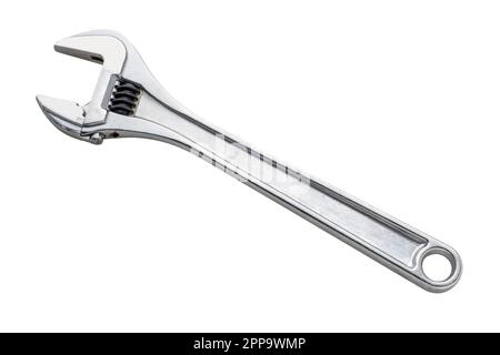 Adjustable wrench isolated on white, including clipping path, copy space, Spanner Stock Photo