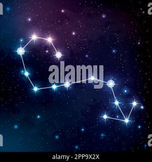 Scorpio constellation in blue night sky, zodiac sign, modern ...