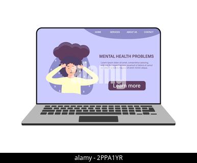 Depressed woman clutching her head in the rain. Mental disorder, sadness and depression concept. Physical and emotional violence against women Stock Vector