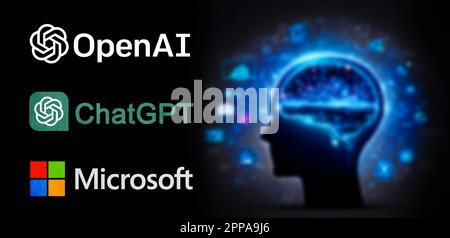 AI - ChatGPT Artificial Intelligence by OpenAI and Microsoft Stock Photo
