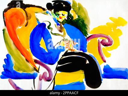Calligraphic Woman on Chair painting in high resolution by Henry Lyman Sayen. Original from the Smithsonian Institution. Stock Photo