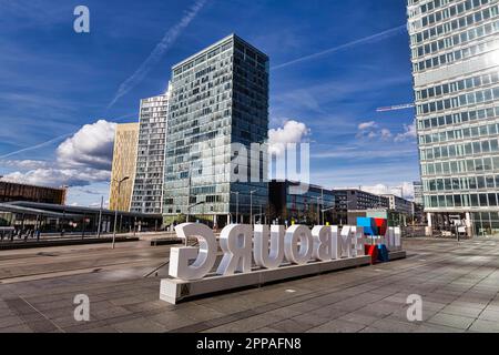Europe Square, Place de l'Europe, Office Towers in the Europe Quarter Kirchberg Plateau, Luxembourg Stock Photo