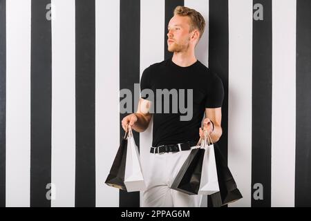 Front view adult man looking away Stock Photo
