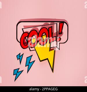Comic speech bubble with expression text cool thunderbolt element Stock Photo