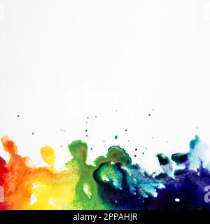 Watercolor brush strokes with rainbow colors Stock Photo
