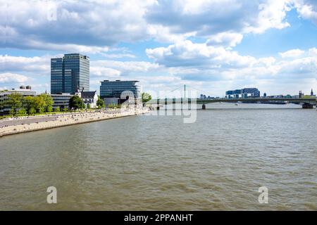 COLOGNE, GERMANY - MAY 12: Waterfront of the river Rhine in Cologne, Germany on May 12, 2019 Stock Photo