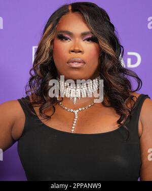 June Jambalaya arrives at The Los Angeles LGBT Center Gala held at the Fairmont Century Plaza in Los Angeles, CA on Saturday, ?April 22, 2023. (Photo By Sthanlee B. Mirador/Sipa USA) Stock Photo