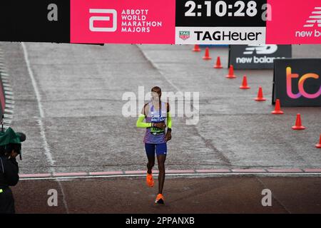 London, UK. 23rd Apr, 2023. TCS 2023 London Marathon; Sir Mo Farah (GBR) crosses the line and finishes his last ever marathon in 9th place in the mens elite race Credit: Action Plus Sports/Alamy Live News Stock Photo