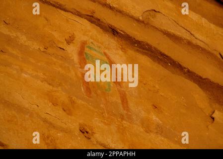 Pictographs at the Green Mask Site in Sheik's Canyon-Grand Gulch Wilderness Area, Utah Stock Photo