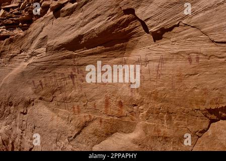 Pictographs at the Green Mask Site in Sheik's Canyon-Grand Gulch Wilderness Area, Utah Stock Photo