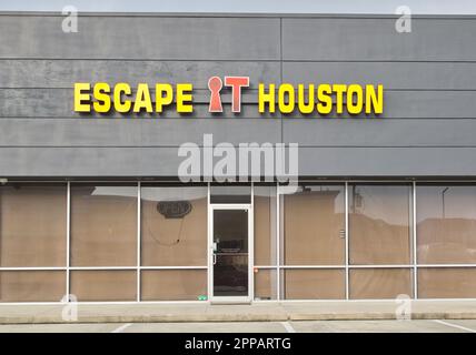 Humble, Texas USA 02-26-2023: Escape it Houston storefront exterior in Humble ,TX location. Escape room scenarios for entertainment and team building. Stock Photo