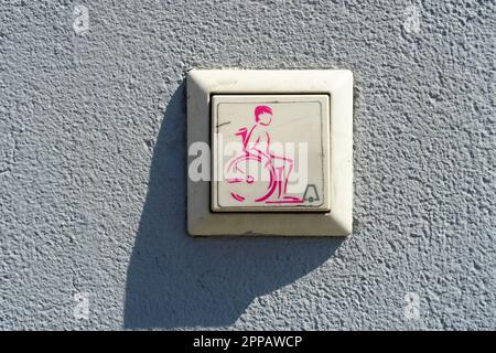 Doorbell for people in wheelchairs, Berlin, Germany Stock Photo