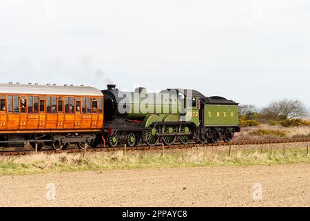 A passenger steam train on the North Norfolk Railway Stock Photo