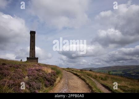 The monument to Sir Robert Peel towers above the Irwell Valley at ...