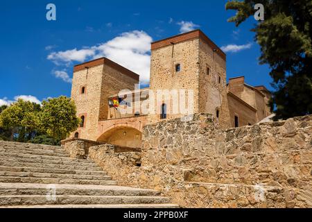 Facades of the Church of the Holy Mother of the Sacrament in the Plaza Alta of Badajoz (Spain) Stock Photo