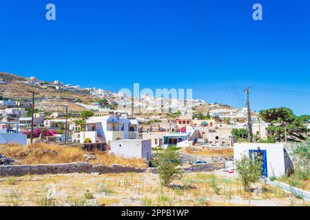 old desolate streets of quiet Episkopi Gonias.It was almost entirely destroyed by an earthquake in 1956 and abandoned for many ears,Santorini Greece Stock Photo