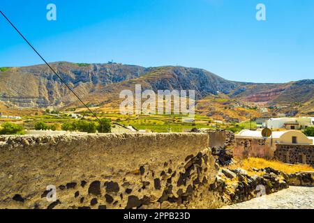 old desolate streets of quiet Episkopi Gonias.It was almost entirely destroyed by an earthquake in 1956 and abandoned for many ears,Santorini Greece Stock Photo