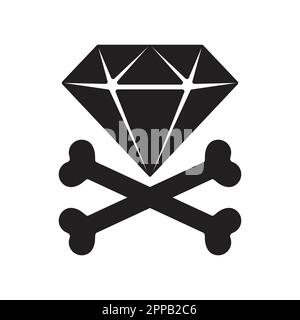 pirate crossbones vector diamond icon jewelry logo illustration Halloween Stock Vector