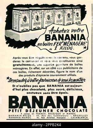 Banania - a popular chocolate drink French print ad,1951 Stock Photo ...