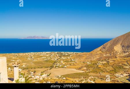 old desolate streets of quiet Episkopi Gonias.It was almost entirely destroyed by an earthquake in 1956 and abandoned for many ears,Santorini Greece Stock Photo