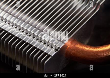 Close-up of a part of Radiator for cooling computer hardware elements Stock Photo