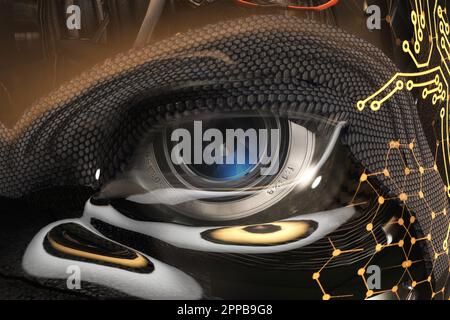 Artistic Representation Of A Humanoid Robot With Artificial Intelligence Stock Photo