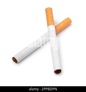 Pair of cigarettes isolated on white background Stock Photo