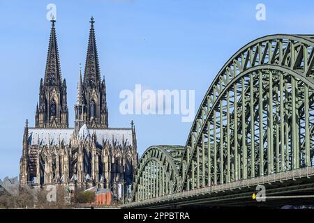 Cologne Cathedral and the HohenzollernbrŸcke Stock Photo