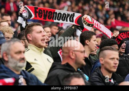 Rotterdam, Netherlands. 23rd Apr, 2023. Rotterdam - Feyenoord supporters during the match between Feyenoord v FC Utrecht at Stadion Feijenoord De Kuip on 23 April 2023 in Rotterdam, Netherlands. Credit: box to box pictures/Alamy Live News Stock Photo