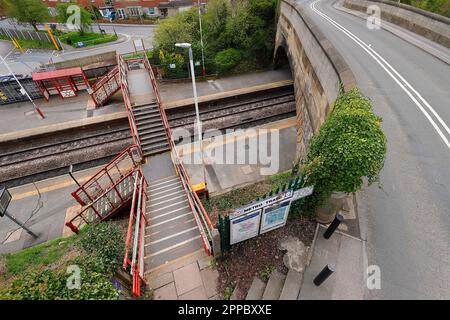 A listed victorian bridge at Garforth Railway Station in Leeds which is ...