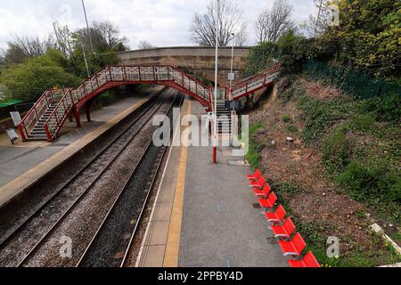A listed victorian bridge at Garforth Railway Station in Leeds which is ...