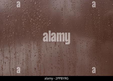 dark brown metal background with water drops close up Stock Photo