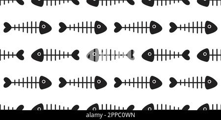 fish bone seamless pattern vector shark fin isolated wallpaper background backdrop Stock Vector