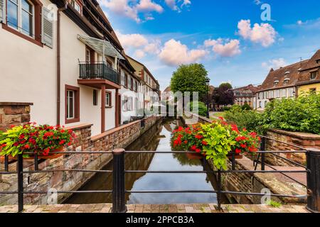 Wissembourg (Weißenburg) town in Alsace area, France. Historic Center of Wissembourg, Alsace, France. The picturesque city of Wissembourg in Bas Rhin, Stock Photo