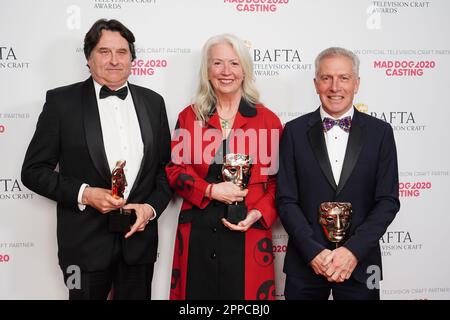 (Left-right) Marcus Viner, Julia Knowles and Simon Staffurth, the Directing Team for the State Funeral of HM Queen Elizabeth II with the Director: Multi-Camera award during the Bafta Television Craft Awards at The Brewery in London. Picture date: Sunday April 23, 2023. Stock Photo