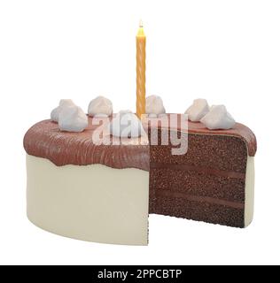 Birthday Cake isolated on white background high quality details - 3d rendering Stock Photo