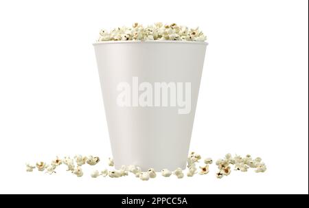 Bucket of popcorn isolated on white background high quality details - 3d rendering Stock Photo