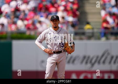 Colorado Rockies' Alan Trejo plays during a baseball game, Thursday, April  28, 2022, in Philadelphia. (AP Photo/Matt Slocum Stock Photo - Alamy