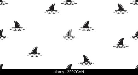 shark fin seamless pattern dolphin isolated vector whale ocean wave sea island beach wallpaper background Stock Vector