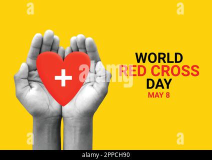 World Red Cross Day. May 8. Holiday concept. Template for background, banner, card, poster with text inscription. Vector illustration. Stock Vector