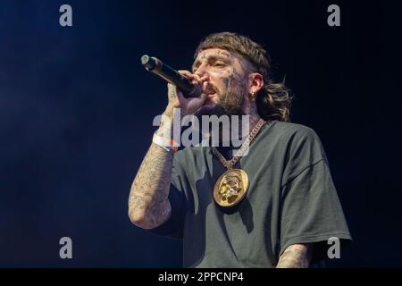 Indio, USA. 22nd Apr, 2023. Scrim of Suicideboys during the Coachella Music Festival at Empire Polo Club on April 22, 2023, in Indio, California (Photo by Daniel DeSlover/Sipa USA) Credit: Sipa USA/Alamy Live News Stock Photo