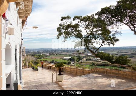 Rabat, Malta - November 13, 2022: Huge pedestrian stairs with a view on fields surrounding the town Stock Photo