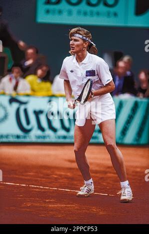 Steffi Graf (GER) competing at the 1990 French Open Stock Photo