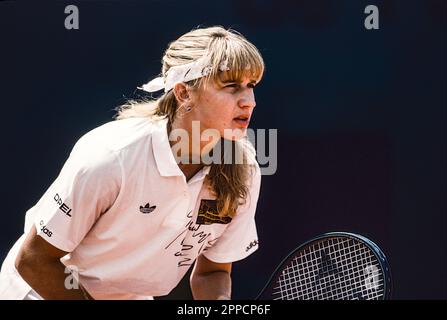 Steffi Graf (GER) competing at the 1990 French Open Stock Photo